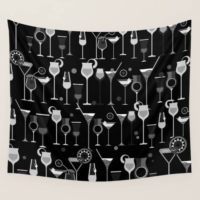 Retro Vintage Cocktail Pattern 3 Wall Tapestry