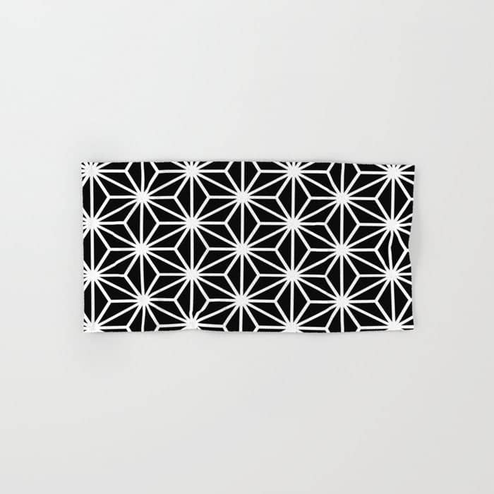 Geometric Abstract Modern Black White Stripes Bath Towel
