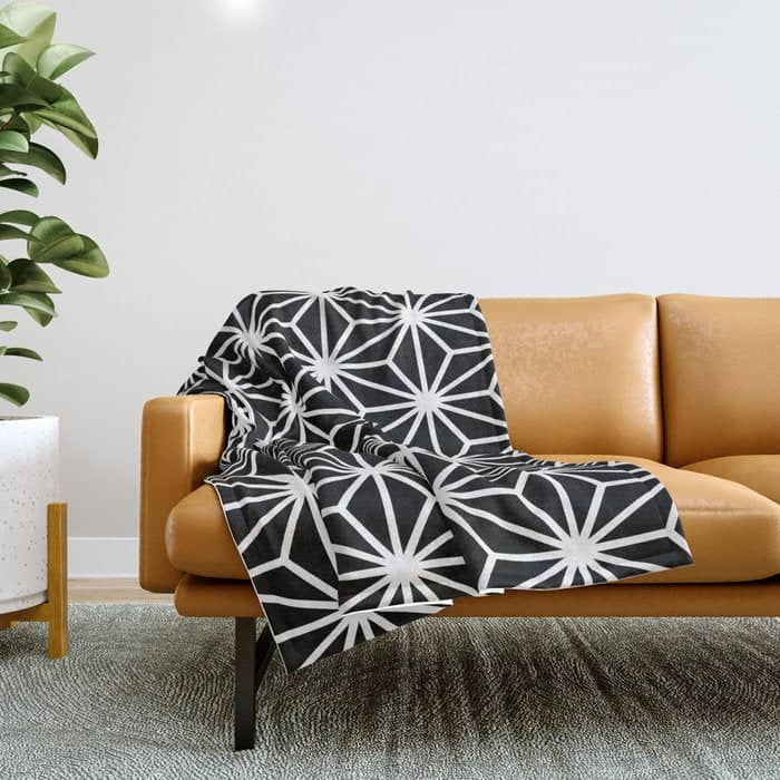 Geometric Abstract Modern Black White Stripes Throw Blanket