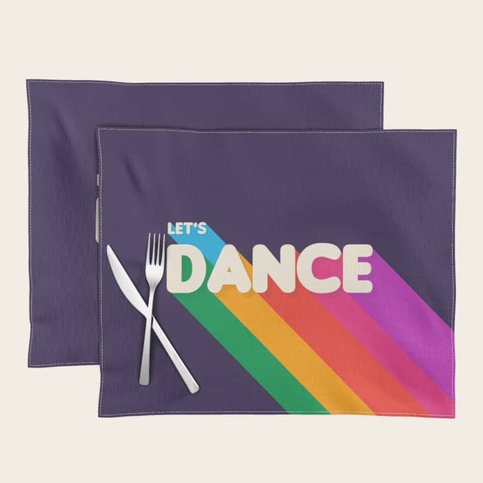 Rainbow Dance Typography- Let'S Dance Placemat