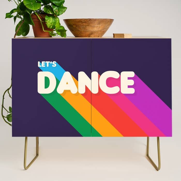 Rainbow Dance Typography- Let'S Dance Credenza