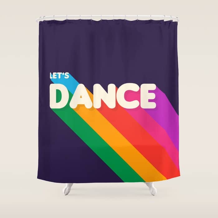 Rainbow Dance Typography- Let'S Dance Shower Curtain