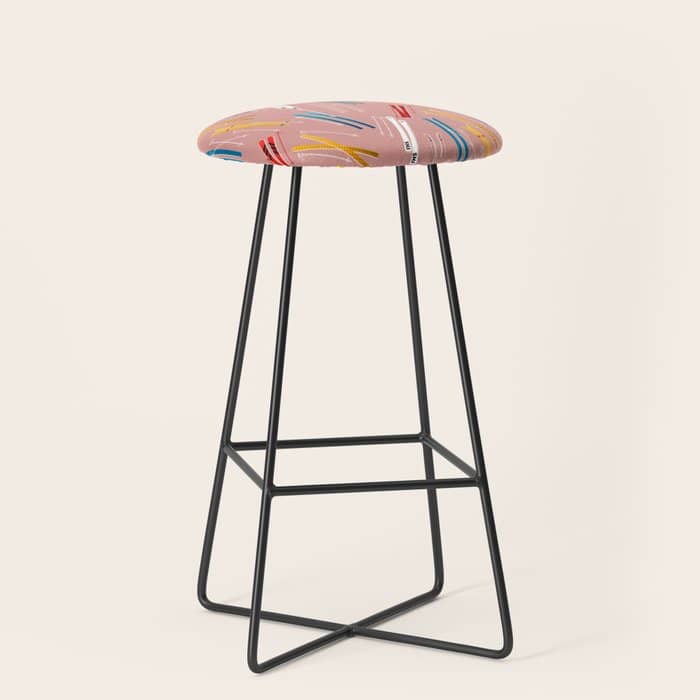 Colorful Ski Illustration And Pattern No 2 Stool