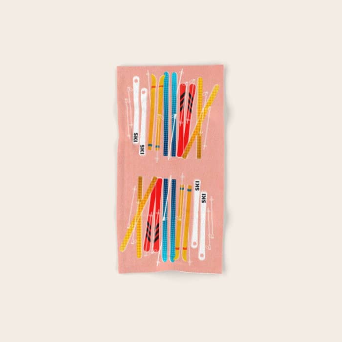 Colorful Ski Illustration And Pattern No 2 Bath Towel