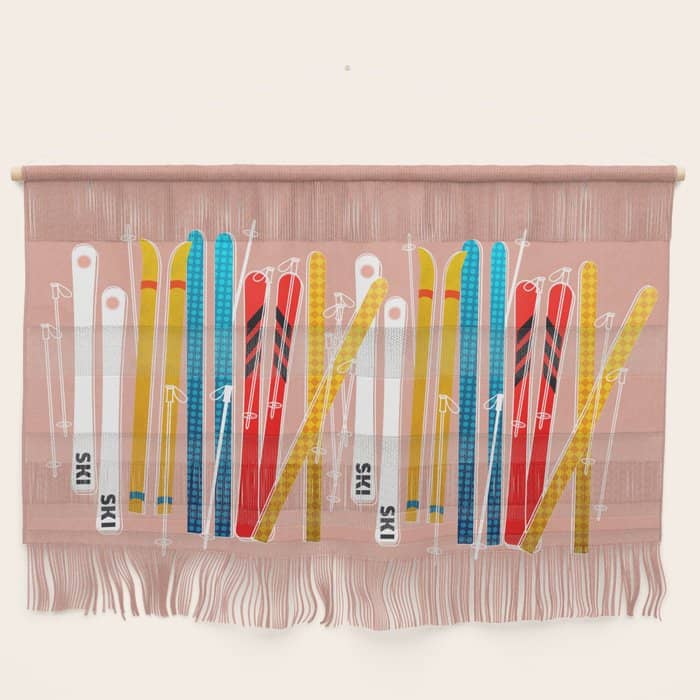 Colorful Ski Illustration And Pattern No 2 Wall Hanging