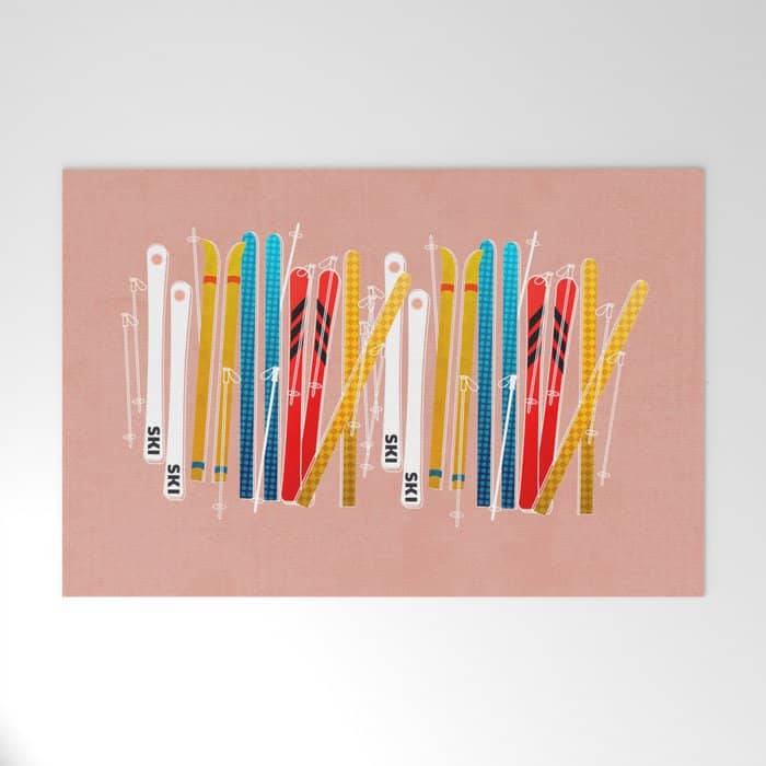 Colorful Ski Illustration And Pattern No 2 Welcome Mat