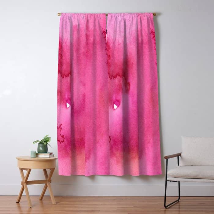 Blush Pink Magenta Watercolor Paint Gradient Window Curtain