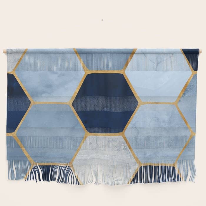 Deco Blue Marble Tile Pattern Wall Hanging