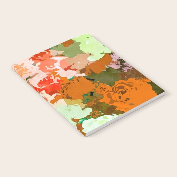 Velvet Floral, Summer Eclectic Botanical Blossom Blush Painting, Nature Colorful Garden Illustration Notebook