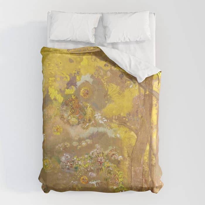 Odilon Redon "Trees On A Yellow Background" Duvet Cover