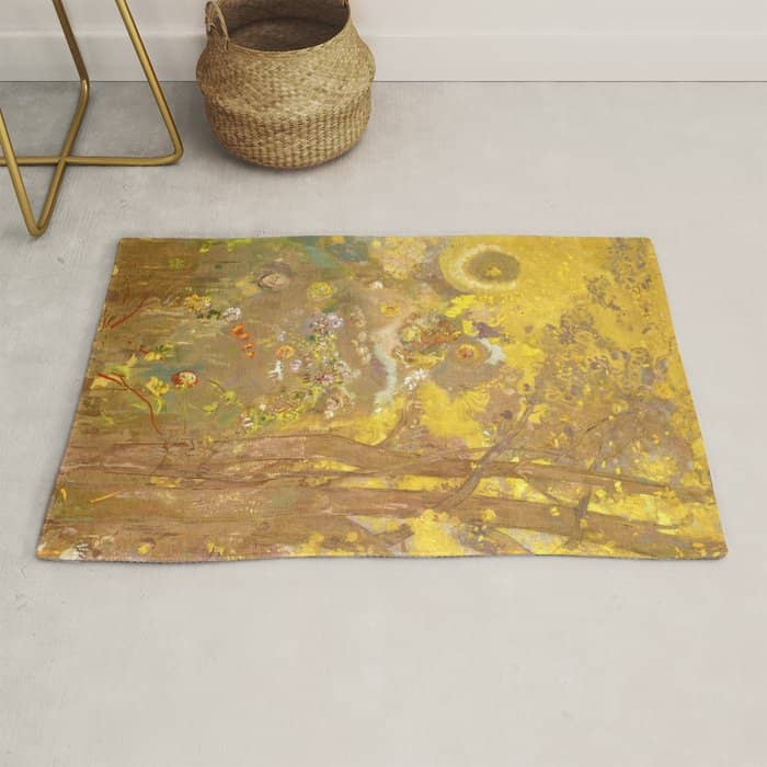 Odilon Redon "Trees On A Yellow Background" Rug