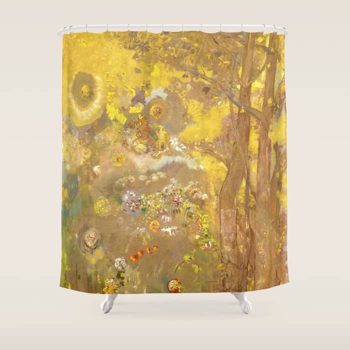 Odilon Redon "Trees On A Yellow Background" Shower Curtain