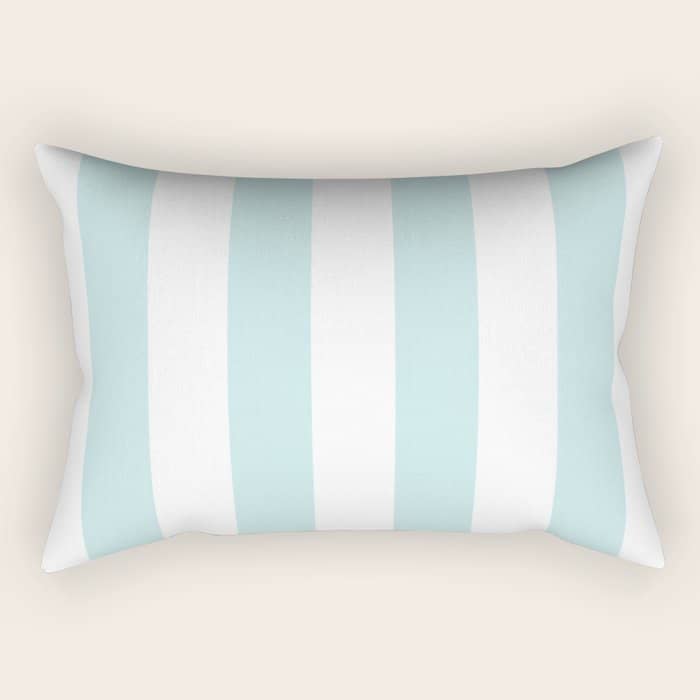 Duck Egg Pale Aqua Blue And White Wide Vertical Cabana Tent Stripe Rectangular Pillow
