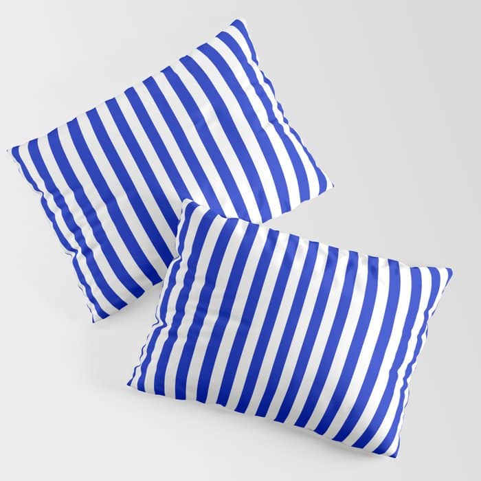 Cobalt Blue And White Vertical Deck Chair Stripe Pillow Sham