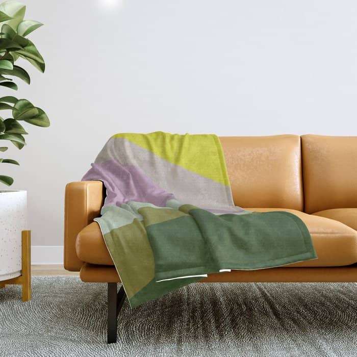 Geometric Shapes #8 Purple And Green Throw Blanket