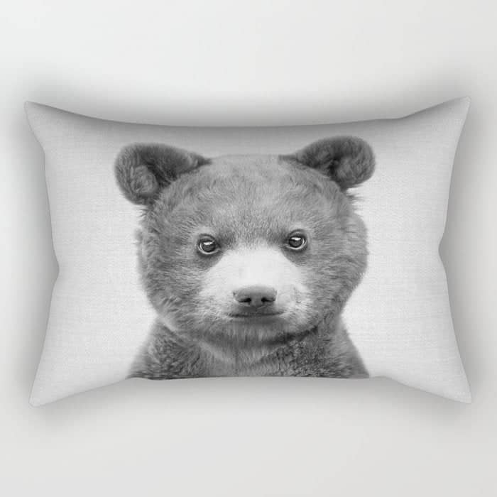 Baby Bear - Black & White Rectangular Pillow