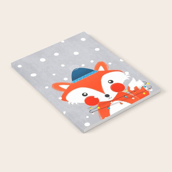 Christmas Fox With Fairy Lights Notebook