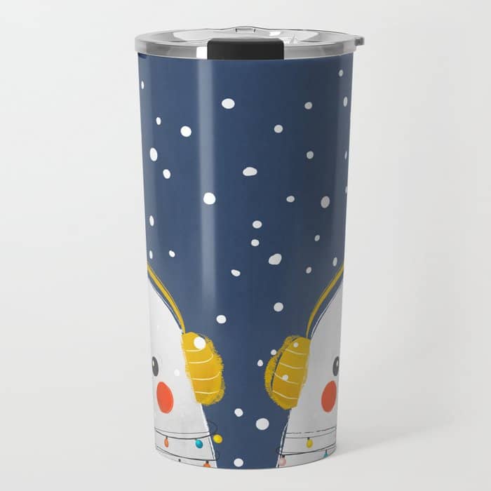 Christmas Baby Seal With Fairy Lights Travel Mug