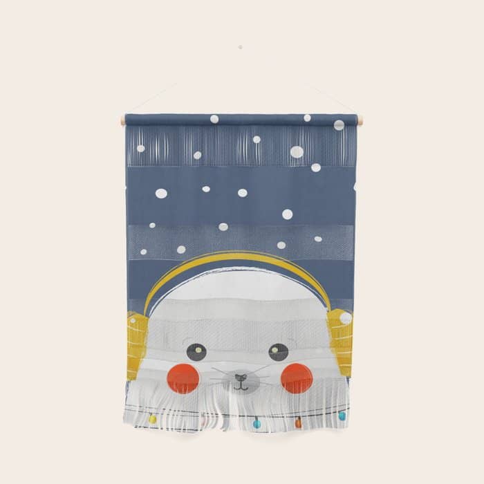 Christmas Baby Seal With Fairy Lights Wall Hanging