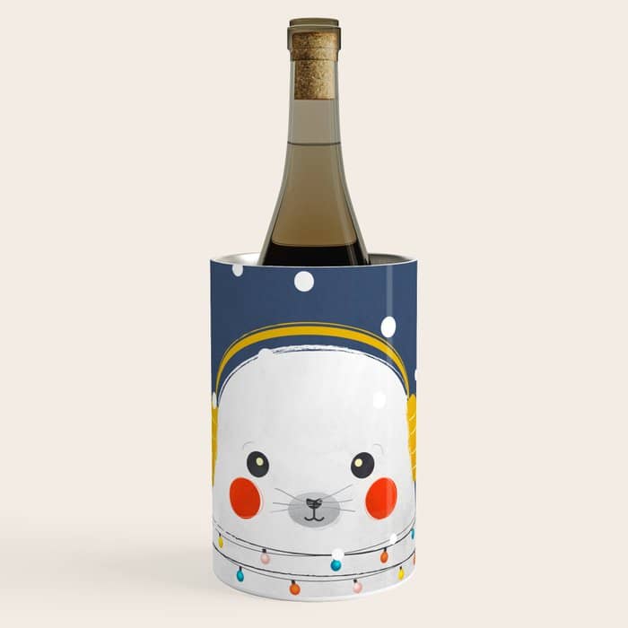 Christmas Baby Seal With Fairy Lights Wine Chiller