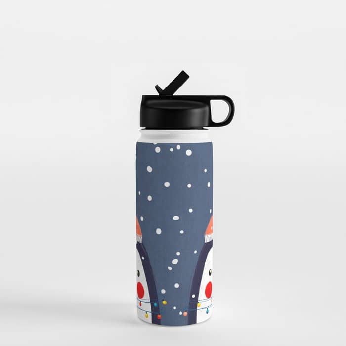 Christmas Penguin With Fairy Lights No2 Water Bottle