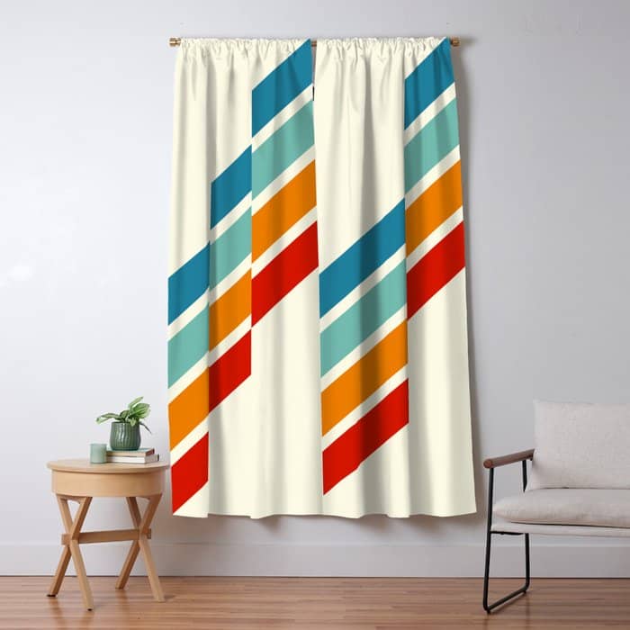 Alator - Classic 70s Retro Summer Stripes Window Curtain