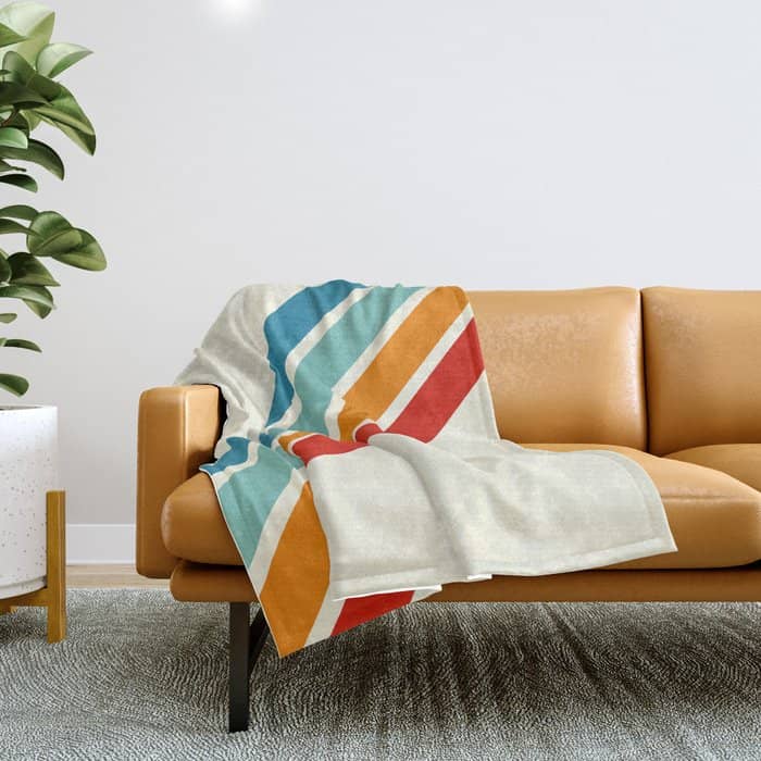 Alator - Classic 70s Retro Summer Stripes Throw Blanket