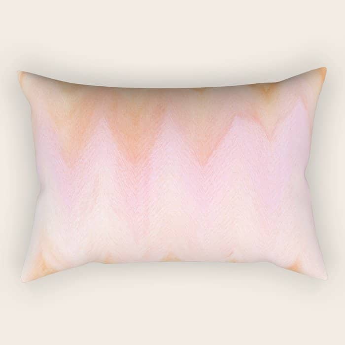 Blush Pink Orange Watercolor Hand Painted Ombre Ikat Rectangular Pillow