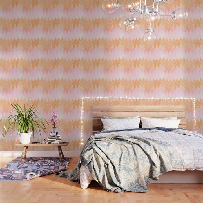 Blush Pink Orange Watercolor Hand Painted Ombre Ikat Wallpaper