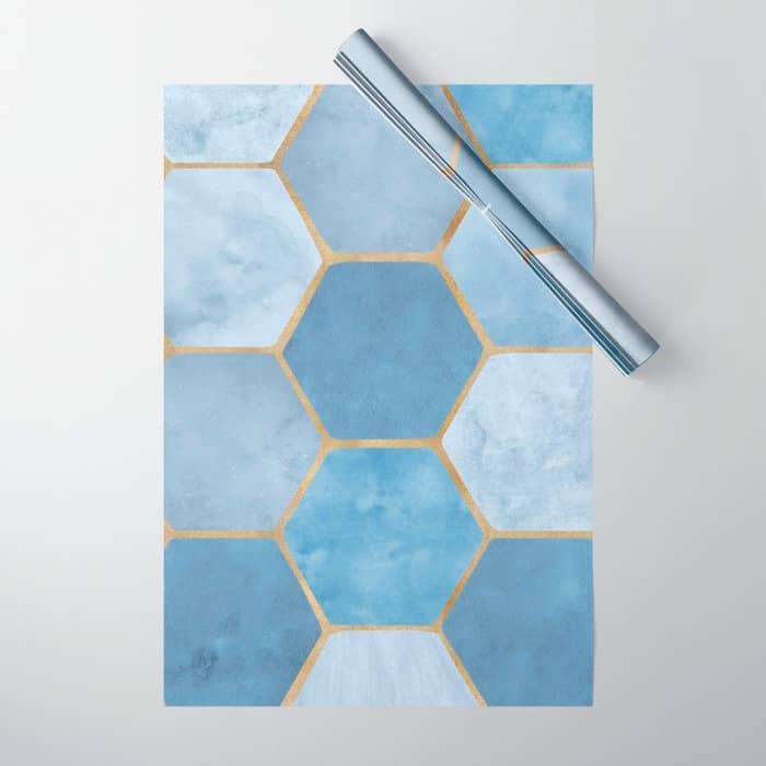 Blue Stone Coastal Design Wrapping Paper