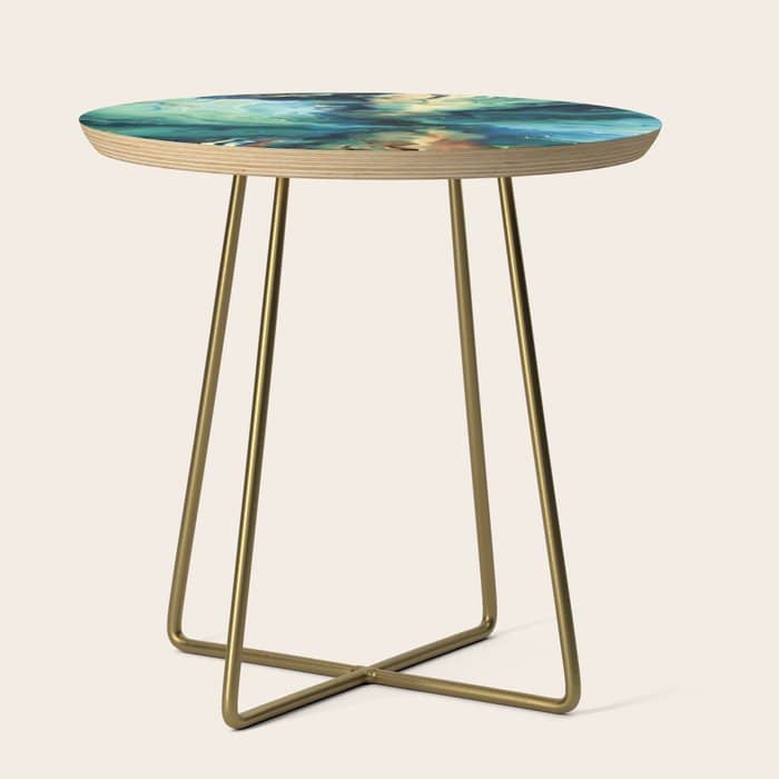 Marbled Ocean Abstract, Navy, Blue, Teal, Green Side Table