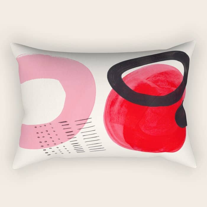 Vintage Abstract Mid Century Modern Playful Pink Red Candy Colors Organic Shapes Rectangular Pillow