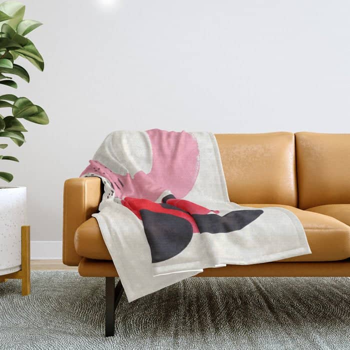 Vintage Abstract Mid Century Modern Playful Pink Red Candy Colors Organic Shapes Throw Blanket