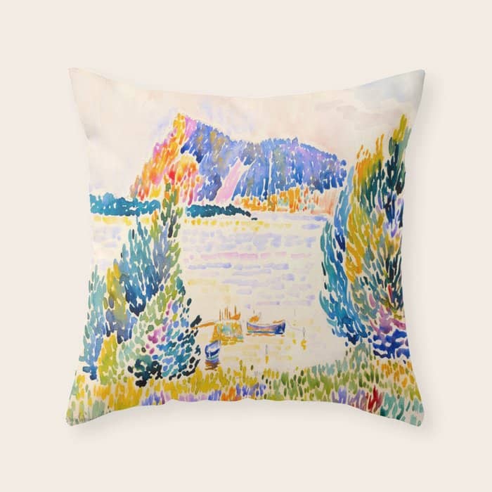 Henri-Edmond Cross Neo-Impressionism Pointillism Cap NèGre 1909 Watercolorpainting Throw Pillow