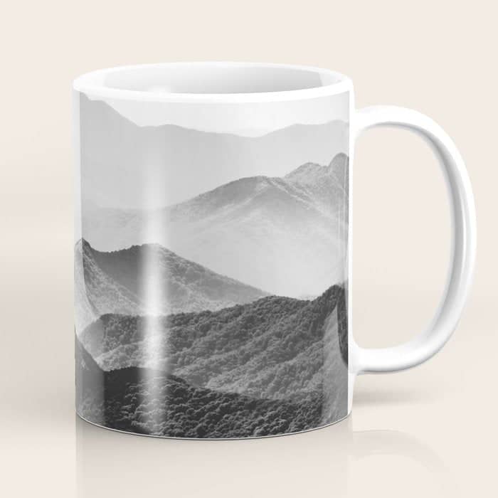 Glimpse - Black And White Mountains Landscape Nature Photography Coffee Mug