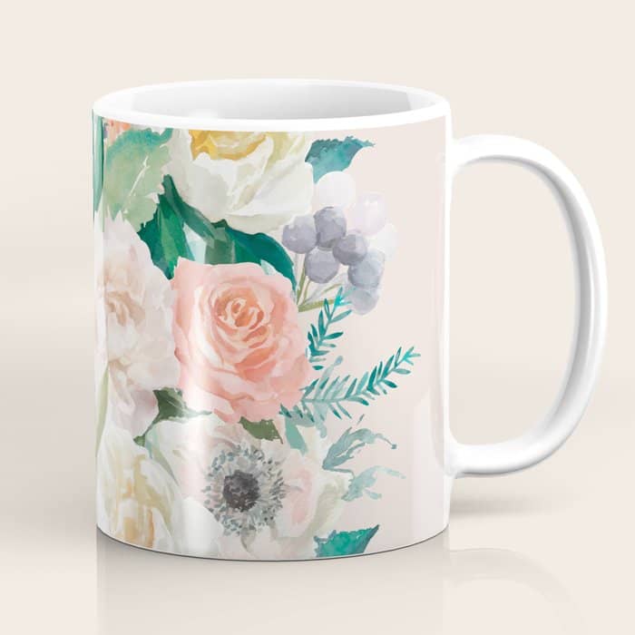 Pastel Flower Bouquet With Roses Coffee Mug