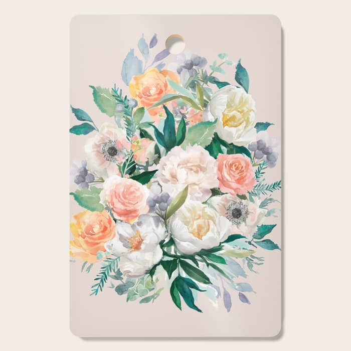 Pastel Flower Bouquet With Roses Cutting Board