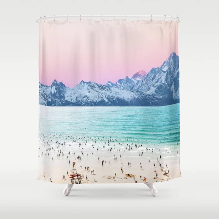 The Island, Pastel Tropical Beach, Travel Nature Landscape, Surrealism Photography Summer Shower Curtain