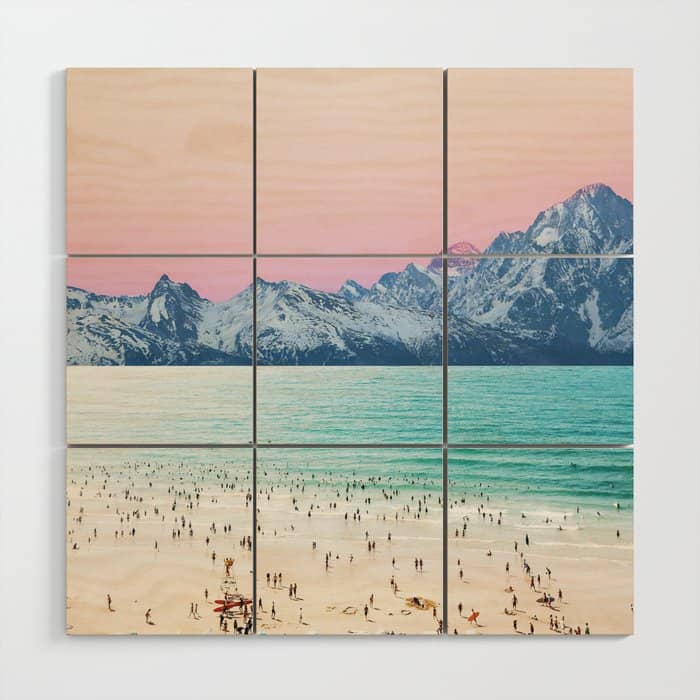 The Island, Pastel Tropical Beach, Travel Nature Landscape, Surrealism Photography Summer Wood Wall Art