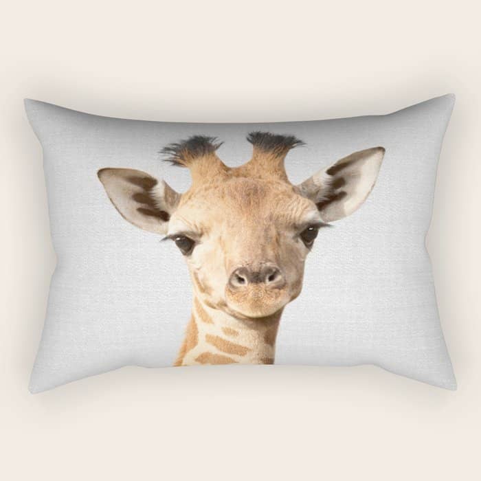 Baby Giraffe - Colorful Rectangular Pillow