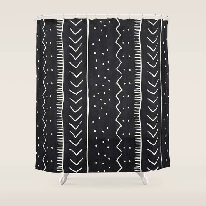 Cute Geometric Stripe In Black And White Shower Curtain