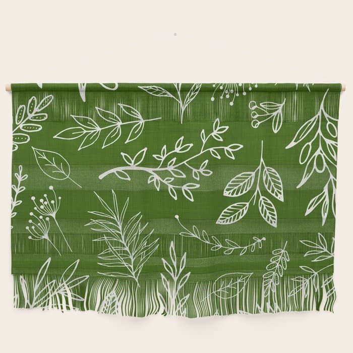 Emerald Forest Botanical Drawing Wall Hanging