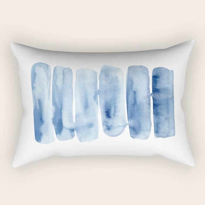 Blue Lines | Watercolor Painting Rectangular Pillow