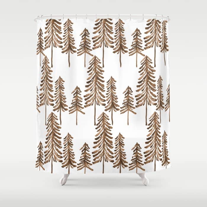 Pine Trees - Sepia Palette Shower Curtain