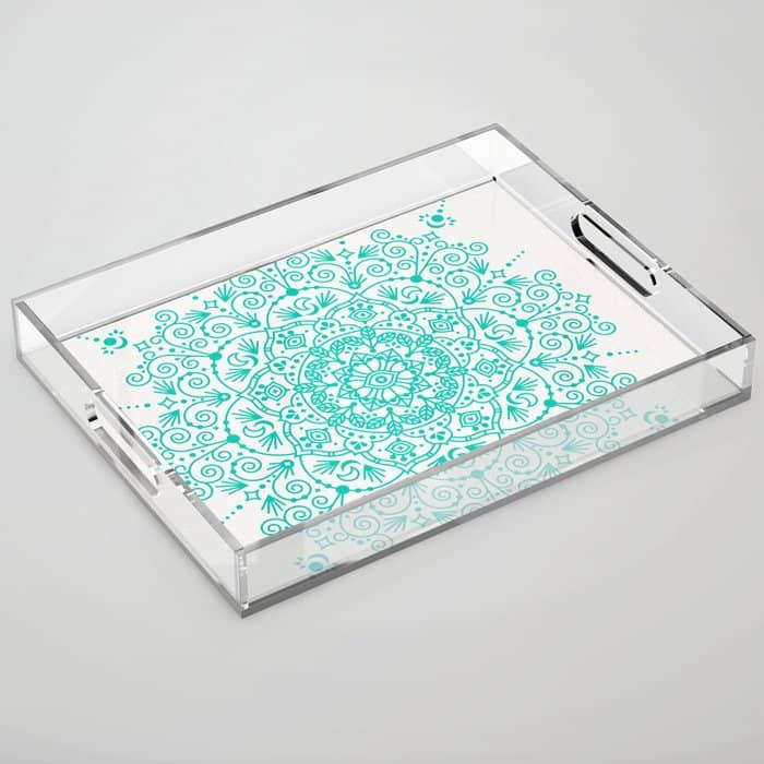 Moroccan Mandala - Turquoise Palette Acrylic Tray