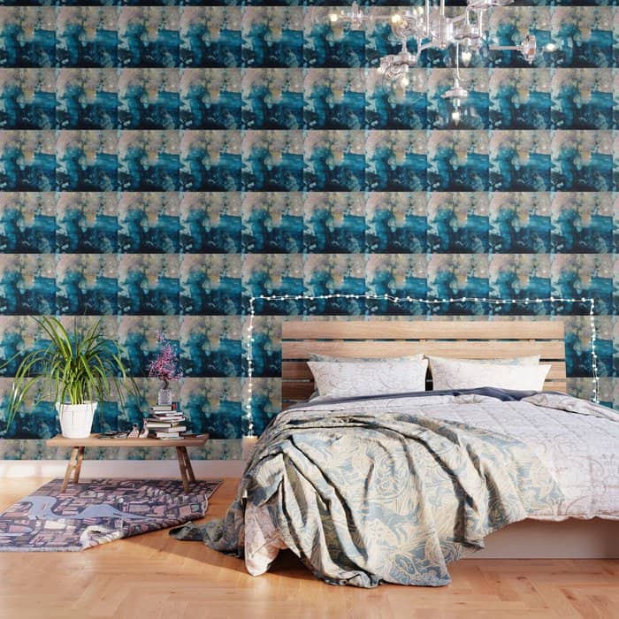 Timeless: A Gorgeous, Abstract Mixed Media Piece In Blue, Pink, And Gold By Alyssa Hamilton Art Wallpaper