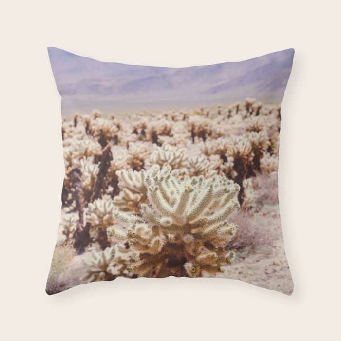 Chollo Cactus Garden - Joshua Tree Throw Pillow