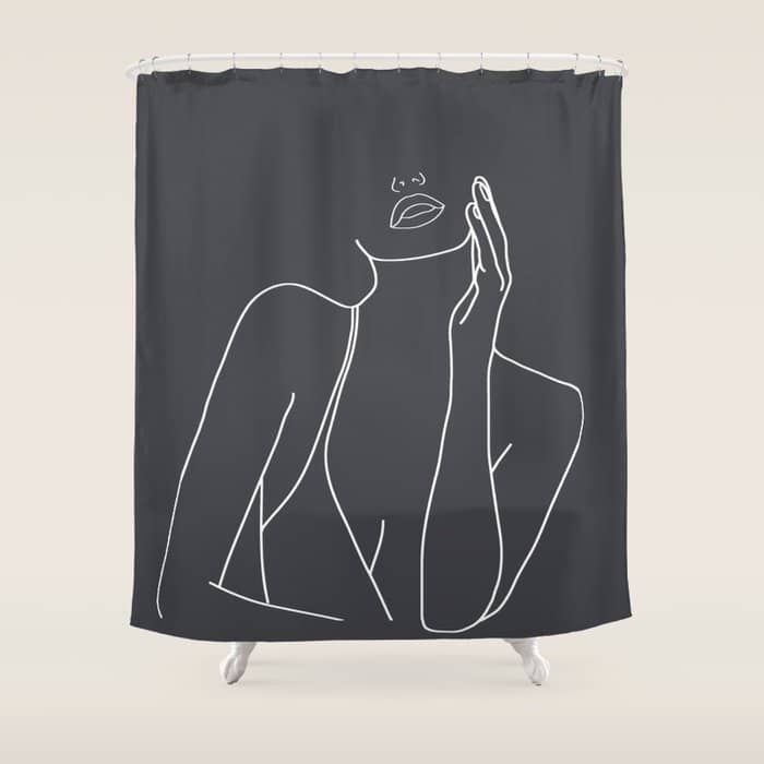 Minimal Line Art Of A Woman Shower Curtain