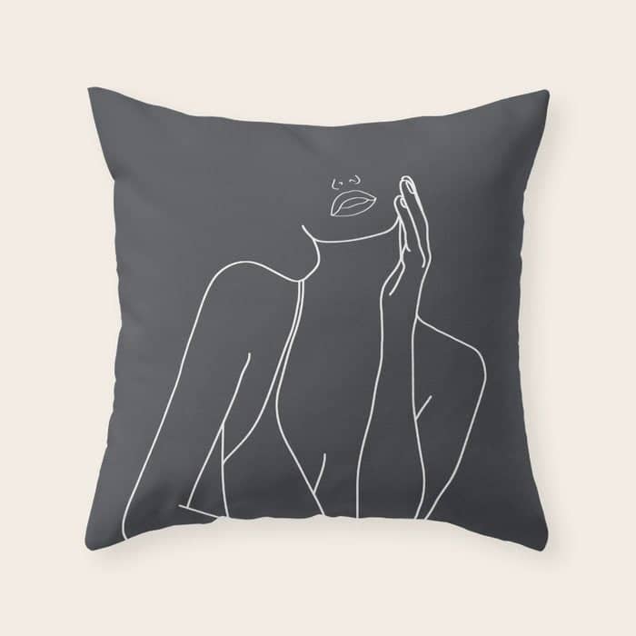 Minimal Line Art Of A Woman Throw Pillow