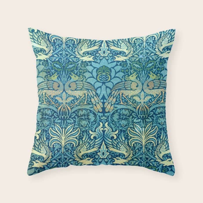 William Morris "Peacock And Dragon" Throw Pillow